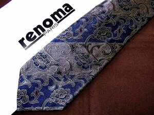 ♪24240C♪良品【刺繍 花 植物 柄】レノマ【renoma】ネクタイ