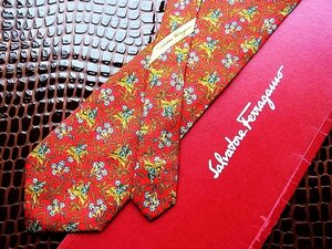 ♪今週の特売980円～♪0680♪良品 【Salvatore Ferragamo】フェラガモ【乗馬 花 柄】ネクタイ♪