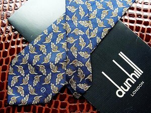 ♪今週の特売980円～♪0678♪良品 【dunhill】ダンヒル【葉っぱ 植物 ロゴ入 柄】ネクタイ♪