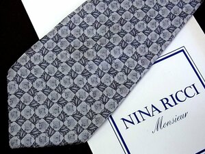 ♪8173D♪状態並品【花 花びら 格子 柄】ニナリッチ【NINA RICCI】ネクタイ