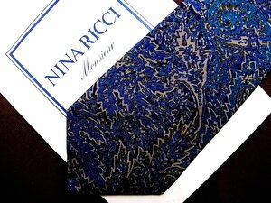 ♪21499D♪状態並品【植物 葉っぱ 柄】ニナリッチ【NINA RICCI】ネクタイ