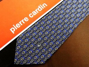 ♪22696C♪良品【花 植物 ロゴ入 柄】ピエールカルダン【pierre cardin】ネクタイ