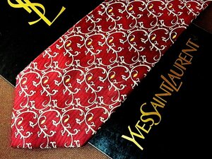 ♪5005D♪状態並品【花 植物 つた 柄】サンローラン【YSL】ネクタイ