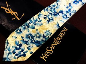 ♪4467D♪状態並品【花 植物 花びら 柄】サンローラン【YSL】ネクタイ