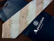 ♪4856D♪状態並品【ストライプ 鳥 かも 鴨 柄】アクアスキュータム【Aquascutum】ネクタイ_画像1