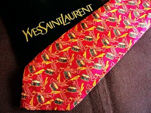 ♪8869C♪良品【ラッパ 太鼓 楽器 柄】イヴ・サンローラン【YSL】ネクタイ