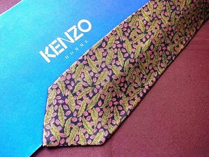 ♪20181C♪良品【植物 花びら 葉っぱ 柄】ケンゾー【KENZO】ネクタイ