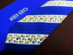 ♪7646C♪良品【花 小花 ストライプ 柄】ケンゾー【KENZO】ネクタイ