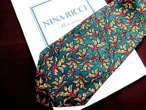 ♪9688D♪状態並品【花 植物 葉っぱ 柄】ニナリッチ【NINA RICCI】ネクタイ