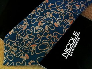 ♪4852D♪状態並品【電話 コード アンティーク 柄】ニコル【NICOLE】ネクタイ