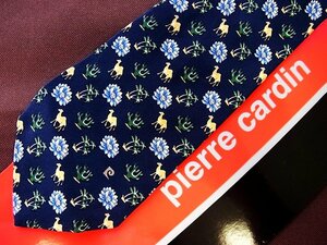 ♪9862C♪良品【花 植物 らくだ ロゴ入 柄】ピエールカルダン【pierre cardin】ネクタイ