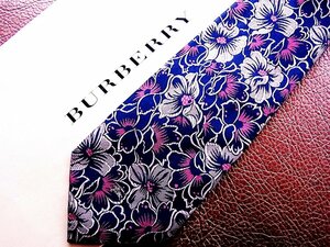 ♪今週の特売980円～♪0961♪状態並品【BURBERRY】バーバリー 【花 植物 柄】ネクタイ♪