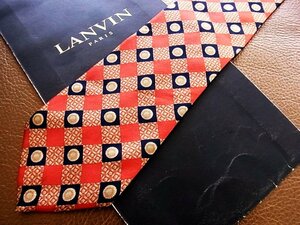 ♪今週の特売980円～♪0815♪状態並品【LANVIN】ランバン 【花 格子 柄】ネクタイ♪