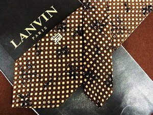 ♪24529C♪良品【葉っぱ 格子 柄】ランバン【LANVIN】ネクタイ