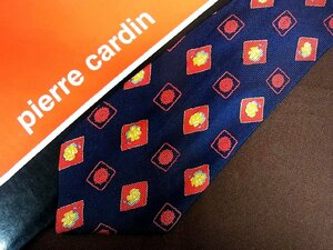 ♪24503C♪良品【花 バラ 四角 柄】ピエールカルダン【pierre cardin】ネクタイ