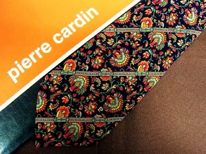 ♪24502C♪良品【花 ベルト 柄】ピエールカルダン【pierre cardin】ネクタイ