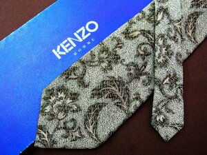 ♪24630D♪状態並品【刺繍 植物 葉っぱ 柄】 ケンゾー【KENZO】ネクタイ