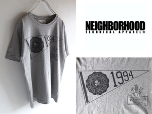 ネコポス対応 NEIGHBORHOOD ネイバーフッド 2016SS 1994 ペナント ロゴ/メキシコ/サボテン プリント コットン Tシャツ カットソー M グレー