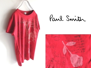  кошка pohs соответствует Paul Smith Paul Smith основной линия роза / роза черновой скетч ko Large . искусство принт футболка cut and sewn S красный красный 