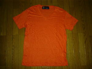 FATefe- tea V character cut and sewn SKINNYlinen T-shirt flax orange 