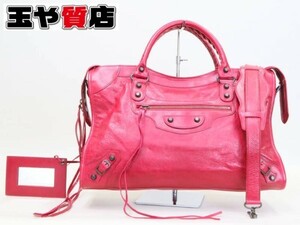 バレンシアガ 美品 シティ 2way バック 115748 赤 レザー