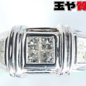 ダイヤ0.7ct デザインリング 12.5号 プリンセスカット K18WG ホワイトゴールドの画像1