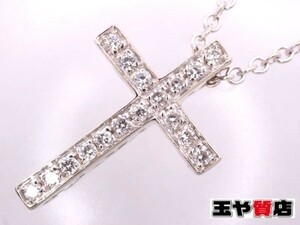  Ponte Vecchio diamond 0.16ct Cross necklace 750 K18WG white gold 