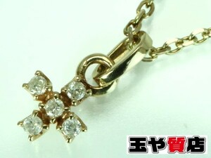 ノジェス ダイヤ5P クロス ペンダント ネックレス K10 イエローゴールド