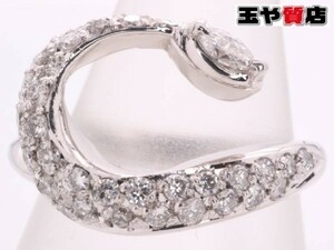 ダイヤ0.36ct 美品 スネーク 蛇 デザイン リング 10.5号 pt950 プラチナ