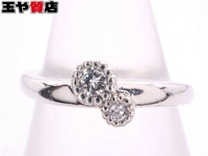 スタージュエリー 美品 Star Jewelry ダイヤ0.06ct デザイン リング 7号 pt950 プラチナ