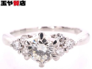 ダイヤ0.26ct ダイヤ0.15ct デザイン リング 8号 pt900 プラチナ