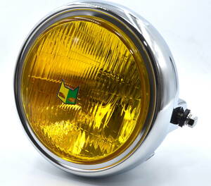 KH250 汎用 １８０Φ LED イエローガラスレンズ ライト メッキ マーシャルエンブレム付き ジェイド CB400SF CB400F Z250FT XJR400 BEET