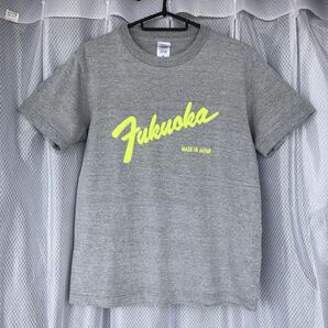 完売Fender 風★Fukuokaロゴプリント 半袖Tシャツ S 杢グレー×蛍光イエロー/ LOCAL T-SHIRTS★フェンダー 福岡ローカルT カットソー/美品