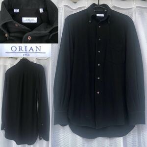 美品★ORIAN / 鹿の子 ボタンダウンシャツ 長袖 黒37(M相当)★イタリア製 BD カットソー シャツ ポロシャツ MADE IN ITALY/オリアン BLACK