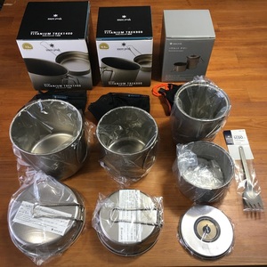 【送料無料/新品】チタン4点セット スノーピーク snow peak トレック900、1400、ソロセット、 スクー スタッキングシステム 日本製