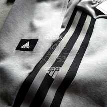 新品 正規品 adidas アディダス 上下セット パーカー スウェットパンツ セットアップ ロゴ 灰 グレー 黒 M_画像7