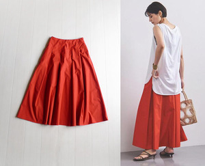 ユナイテッドアローズ TOKYO 定価1,7万 鮮やかレッドのタックフレアスカート UNITED ARROWS マキシスカート