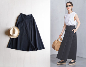 ユナイテッドアローズ TOKYO 定価1,7万 チノ素材ブラックのロングスカート UNITED ARROWS 黒 マキシスカート フレアスカート