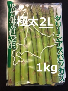 【農家直送】訳あり北海道産 極太グリーンアスパラ 2Lサイズ 以上 1kg