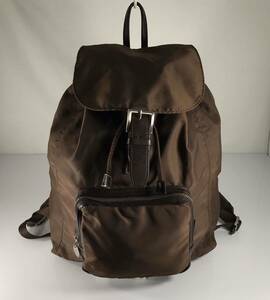  beautiful goods Agnis b VOYAGE pretty man and woman use A4 magazine storage Brown nylon light weight rucksack back..