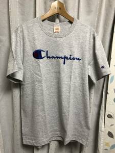 新品 Champion Large Logo Crewneck SS T-Shirt Grey US L 海外規格 チャンピオン 刺繍 tシャツ reverse weave tee