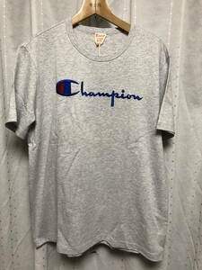 新品 Champion Large Logo Crewneck SS T-Shirt Grey US XL 海外規格 チャンピオン 刺繍 tシャツ reverse weave tee