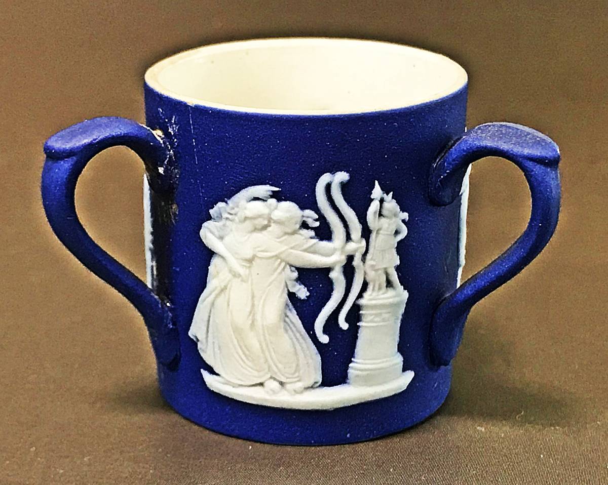 アンティーク 1891年前 WEDGWOOD ジャスパー ブルー 花瓶 ウェッジ