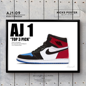 AJ1 エアジョーダン1 ハイ トップ３ピック Top 3 Pick キックスポスター 送料無料 AJ1-09