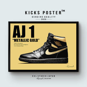 AJ1 エアジョーダン1 ハイ ブラック メタリックゴールド METALLIC-GOLD キックスポスター 送料無料 AJ1-79