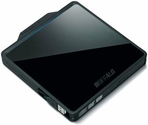BUFFALO Boostケーブル搭載 ポータブルDVDドライブ ブラック DVSM-PC58U2V-(中古品)