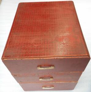 古い 裁縫箱 １ 昭和レトロ 針箱 引き出し 桐製