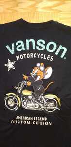 　SALE! 送料込★VANSON　バンソン　TJV-2214 トム&ジェリー　天竺半袖Ｔシャツ　TOM&JERRYコラボ企画 バイカー　ブラック　XXL