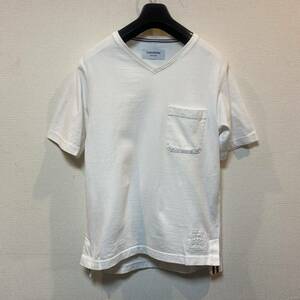 (357) 美品　THOM BROWNE クロスインターナショナル　V　Tシャツ 0 ホワイト　トリコ トムブラウン
