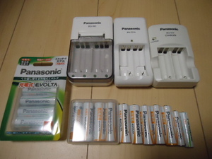 パナソニックPanasonic充電器BQ-391,BQ-CC10,BQ-324、充電式エボルタEVOLTA 単三充電池13本（うち未開封4本）、 単四充電池2本
